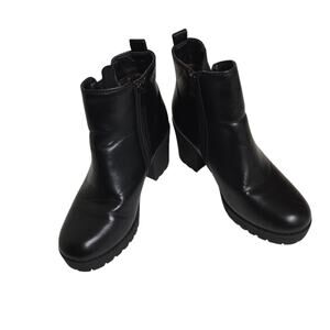 Moda Chics Black Platform Chunky Round Toe Boots Mobwife Rock Punk Edgy Goth 6.5